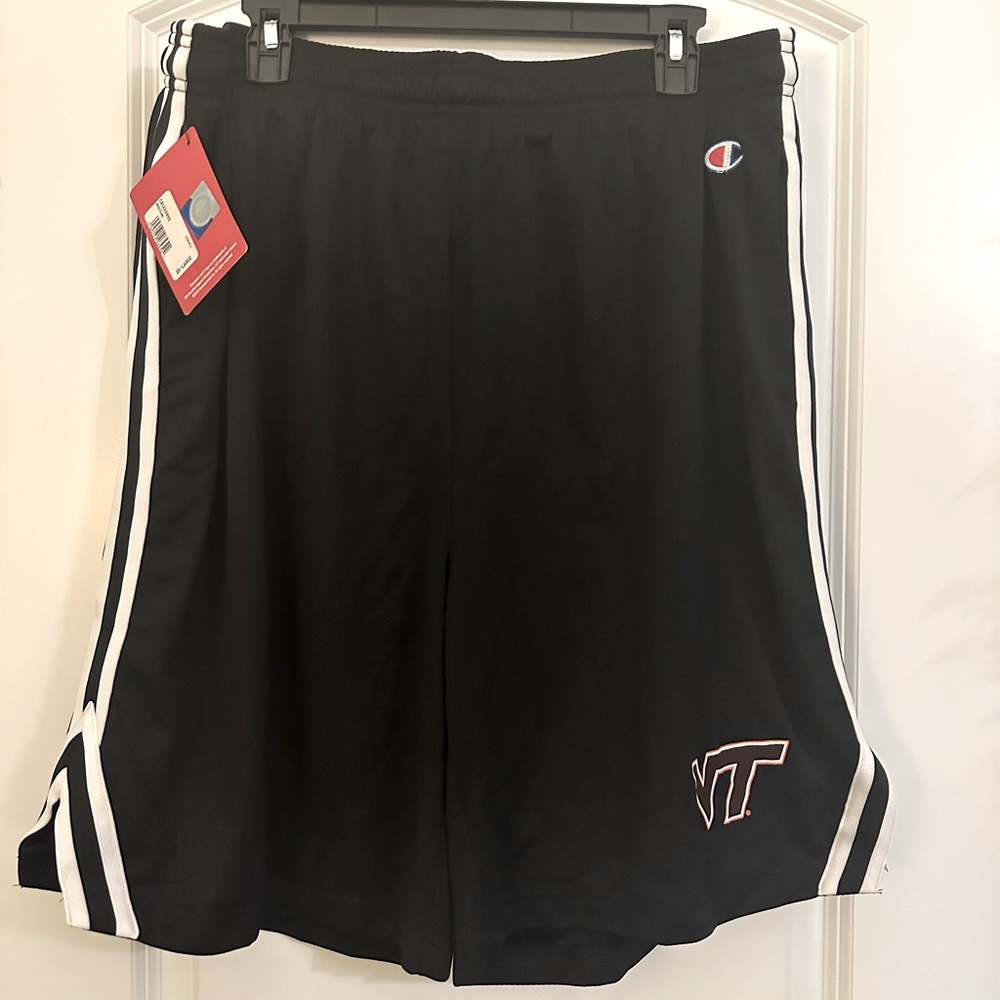 Champion Black with White Stripe Virginia Tech Athletic Shorts